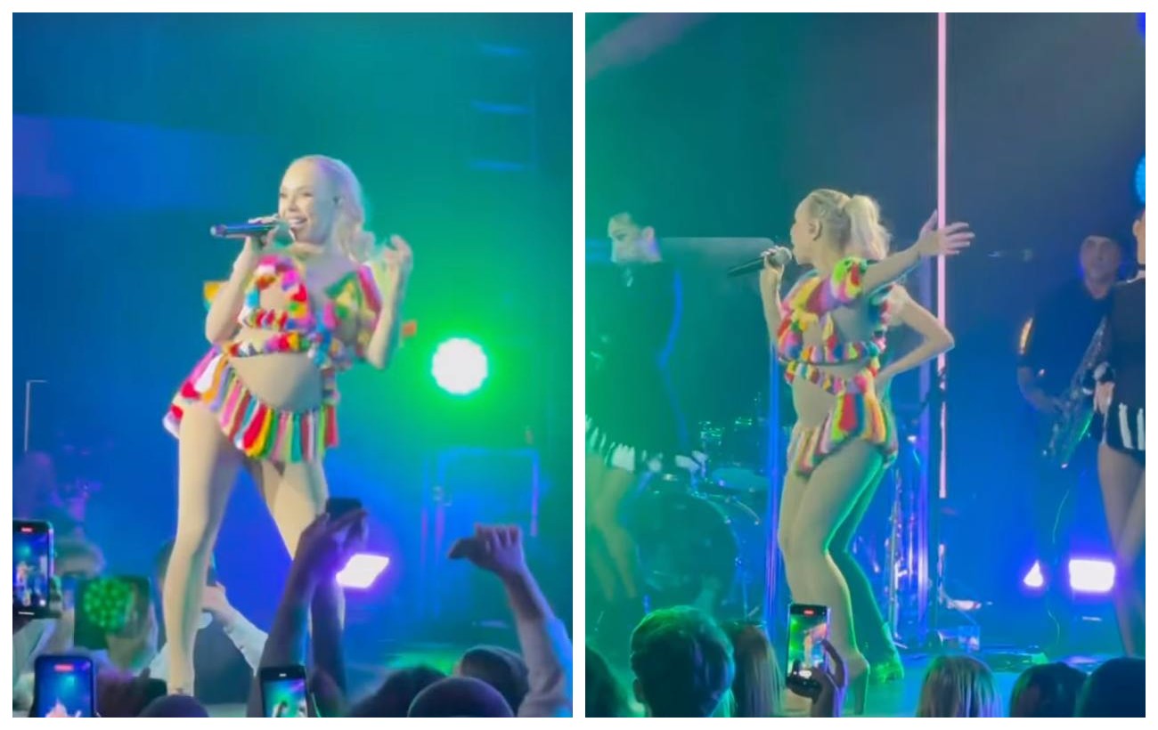 Известная певица прямо со сцены объявила о третьей беременности. Первые кадры с животиком