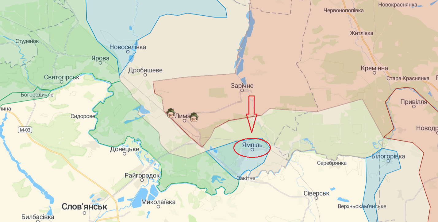 Украинские войска вошли в Ямполь вблизи Лимана: карта