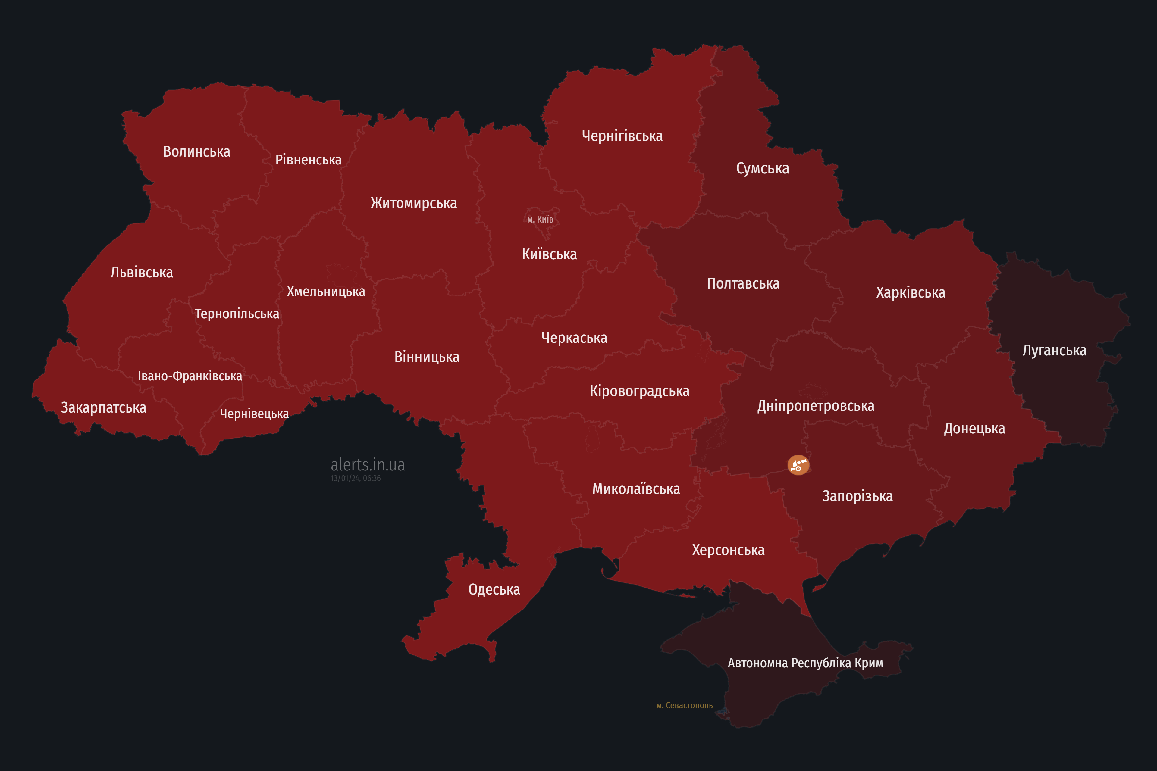 Масштабна повітряна тривога в Україні: були пуски ракет, злетів МіГ-31К