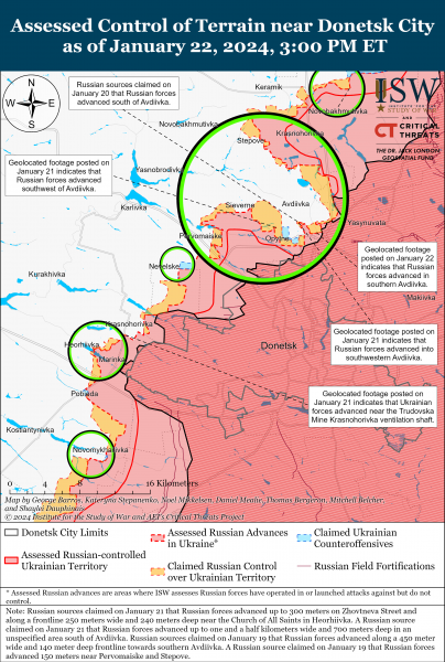 ВСУ продвинулись к западу от Донецка, а РФ теряет бронетехнику возле Тернов: карты ISW