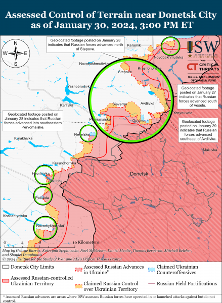 ВСУ захватили несколько позиций в районе Горловки: карты боев ISW