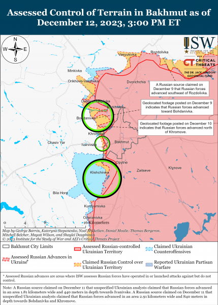 ВСУ продвинулись на Бахмутском направлении и контратаковали возле Авдеевки: карты боев ISW