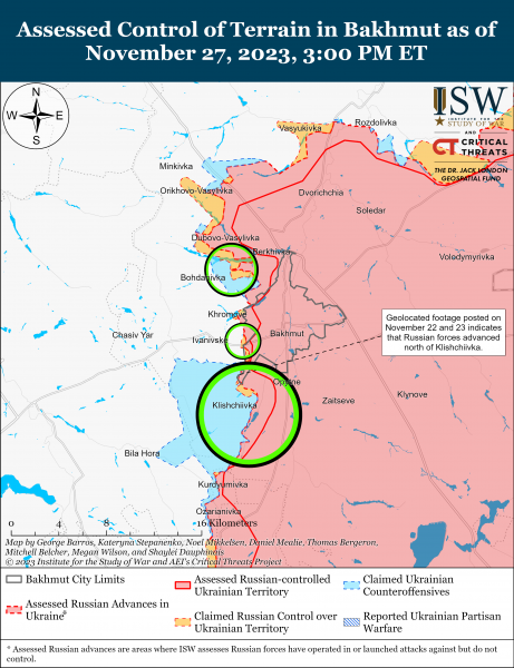 ВСУ продвинулись к югу от Работино: карты боев ISW