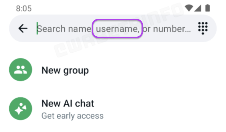 WhatsApp introduces username-based search