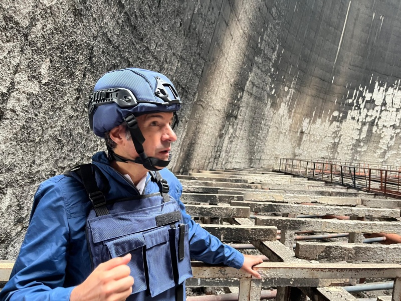 IAEA Chief visits Zaporizhzhia NPP and inspects burned-out cooling tower: Footage
