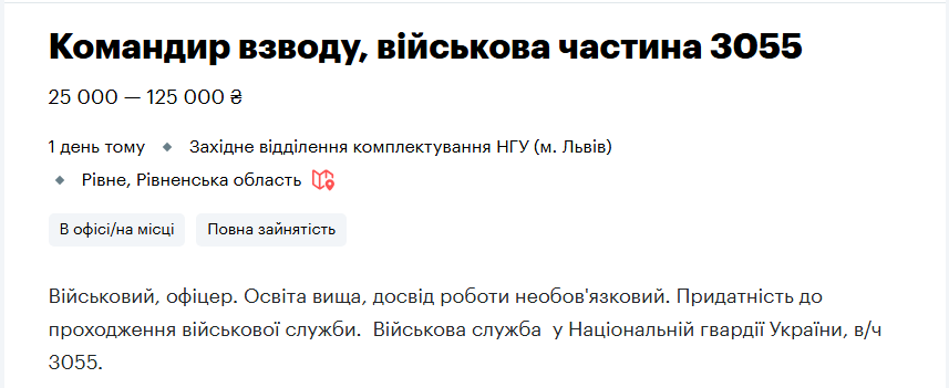 Топ-10 вакансий для украинцев в Нацгвардии: кого ищут и сколько обещают платить
