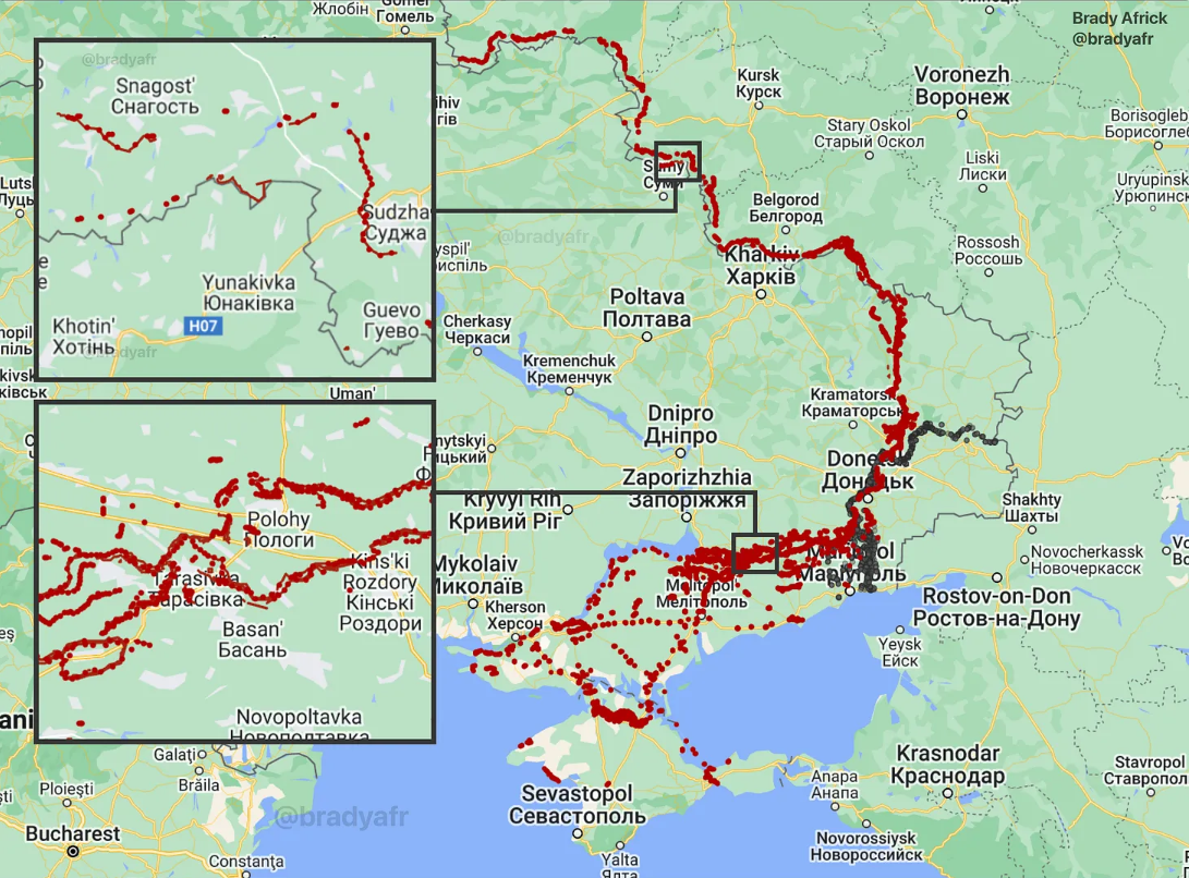 Росія розширила укріплення вздовж кордону з Україною (карта)