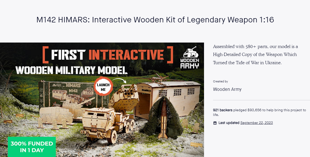 От деревянных HIMARS до титанового антистресса. Самые крутые украинские стартапы на Kickstarter 2023