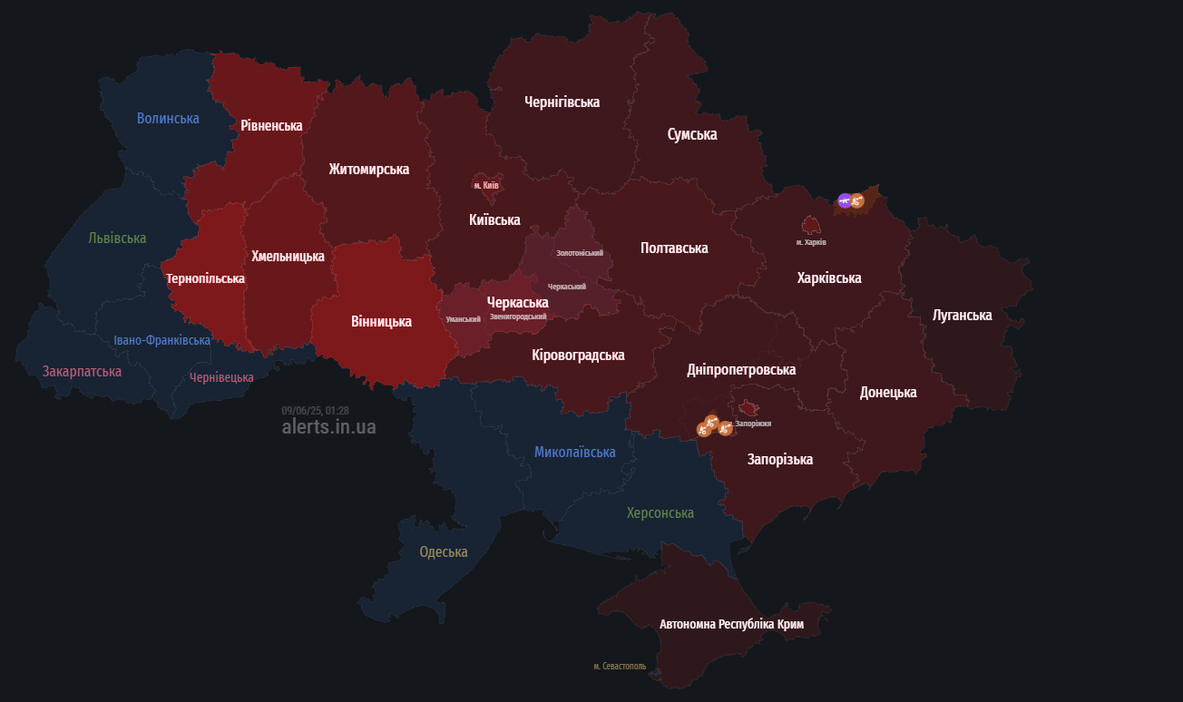 Россия массированно атакует Украину дронами: где тревога и угроза ударов