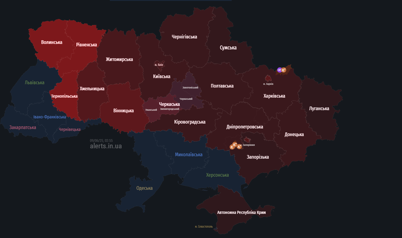 Россия массированно атакует Украину дронами: где тревога и угроза ударов