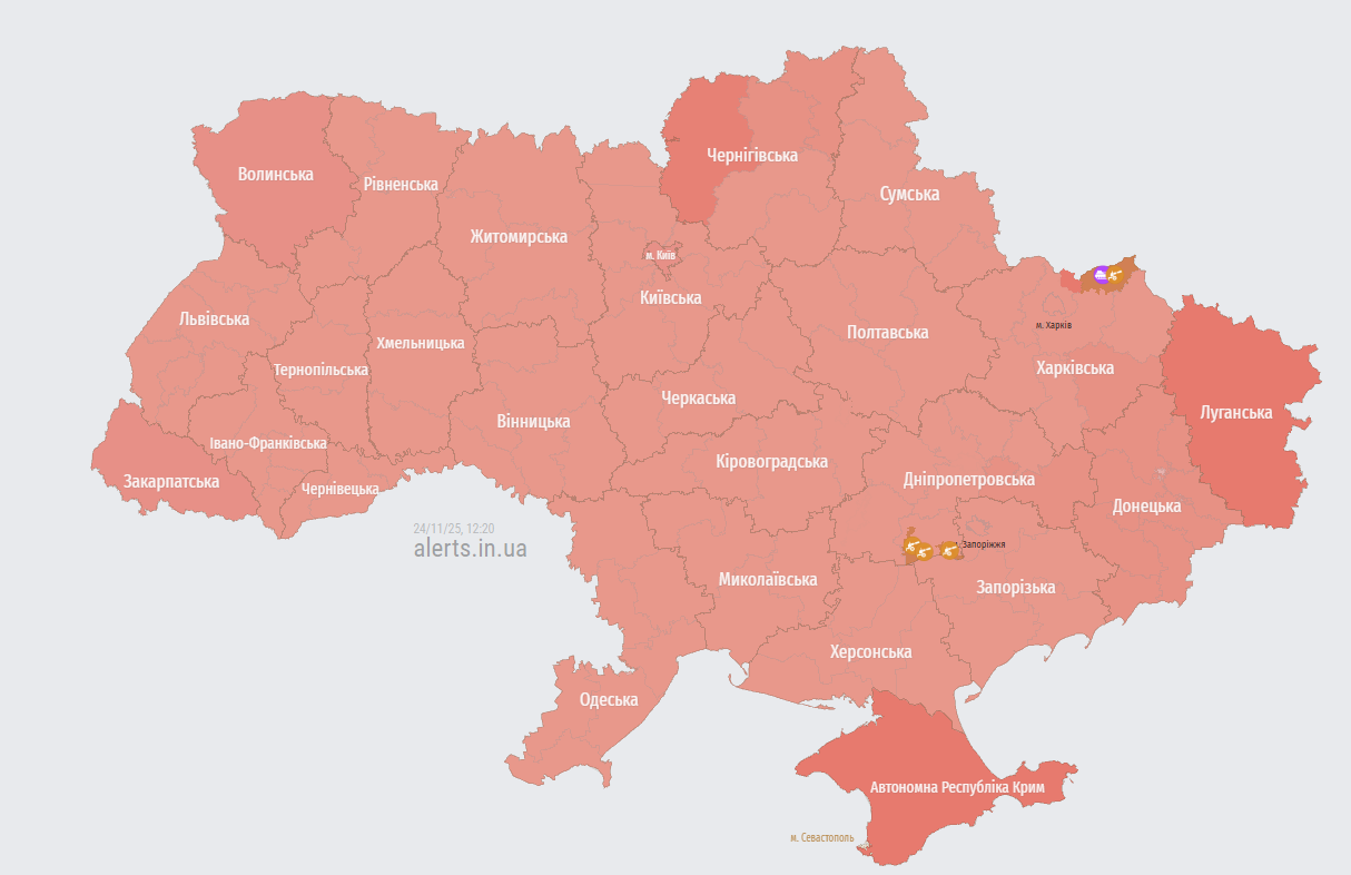 В Украине объявляли масштабную воздушную тревогу из-за взлета носителя