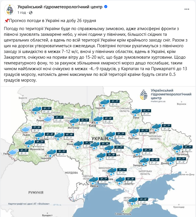 Метели накроют Украину: синоптики предупредили о резком ухудшении погоды