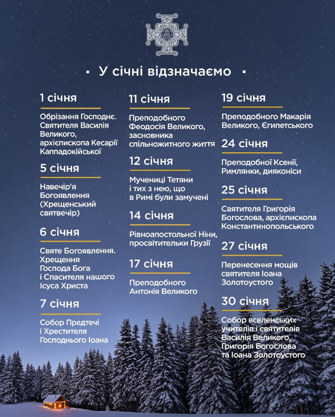 Василя, Водохреще, Тетяни: коли святкувати за новим календарем