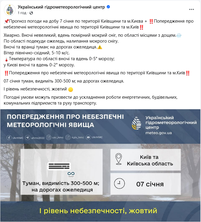 Сніг, туман і ожеледиця: де в Україні погода 7 січня буде небезпечна