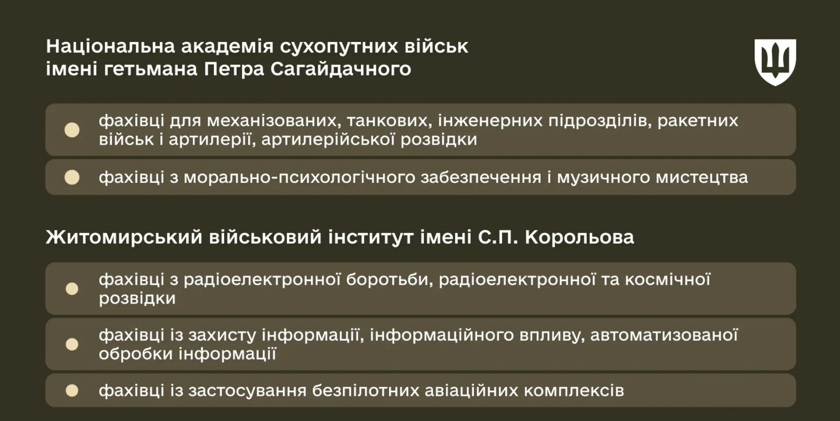 Не лише штурмовики? Які насправді спеціальності й бонуси пропонують курсантам військові виші