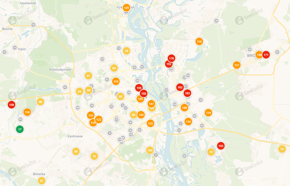 Данные могут быть неточными: в Киеве произошел сбой в мониторинге качества воздуха