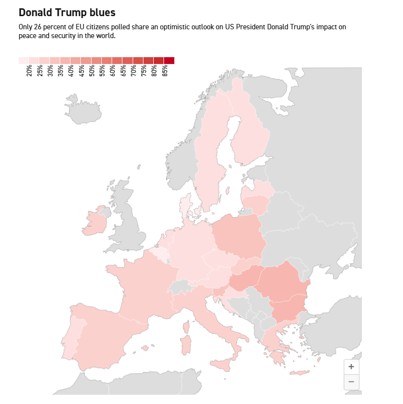 Європейці не довіряють Трампу: 77% вважають, що він не заслуговує на Нобелівську премію