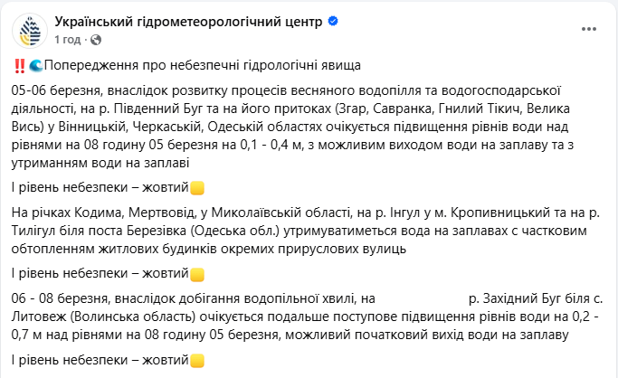 Весенняя погода с характером: где в Украине завтра готовить зонты и ждать подъем воды