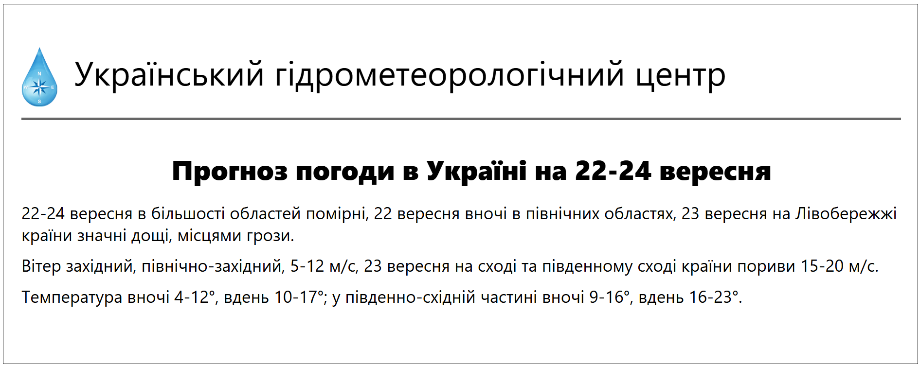 Від +4 вночі й дощі: в яких областях температура 22 вересня впаде найбільше