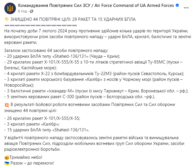 На утренний обстрел Украины РФ потратила 420 млн долларов