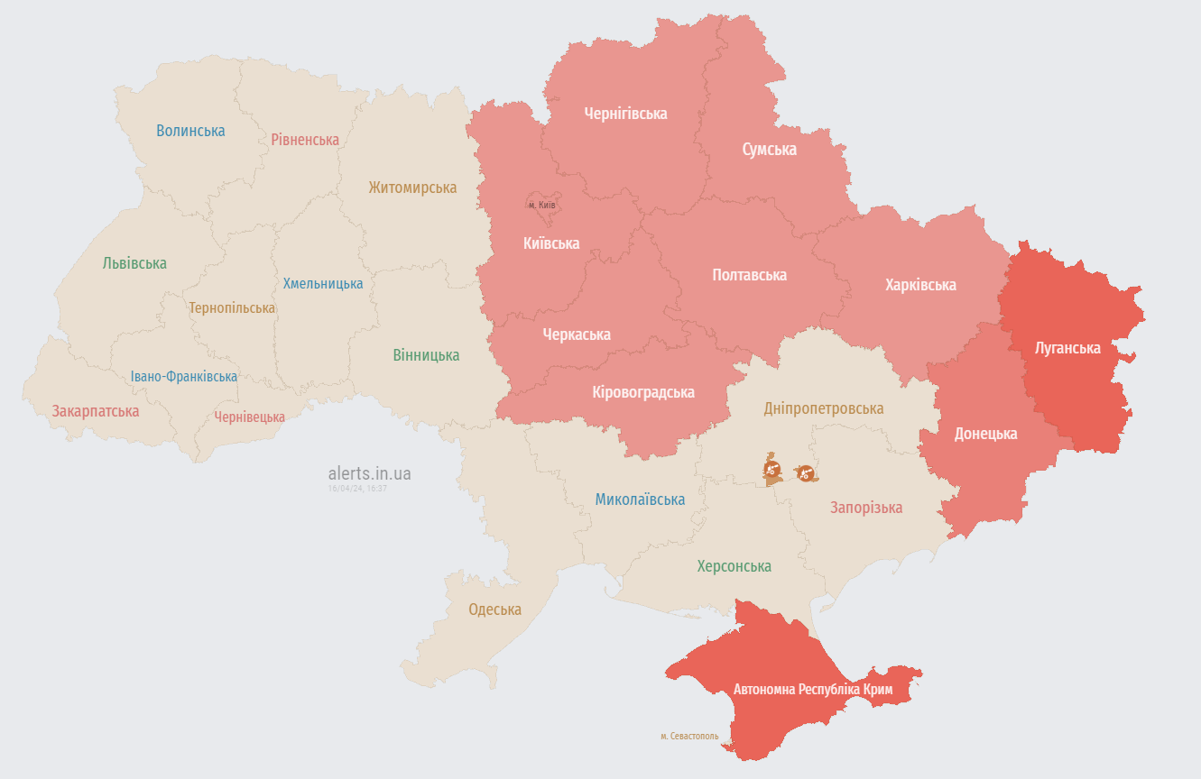 В Киеве и ряде областей объявлена воздушная тревога