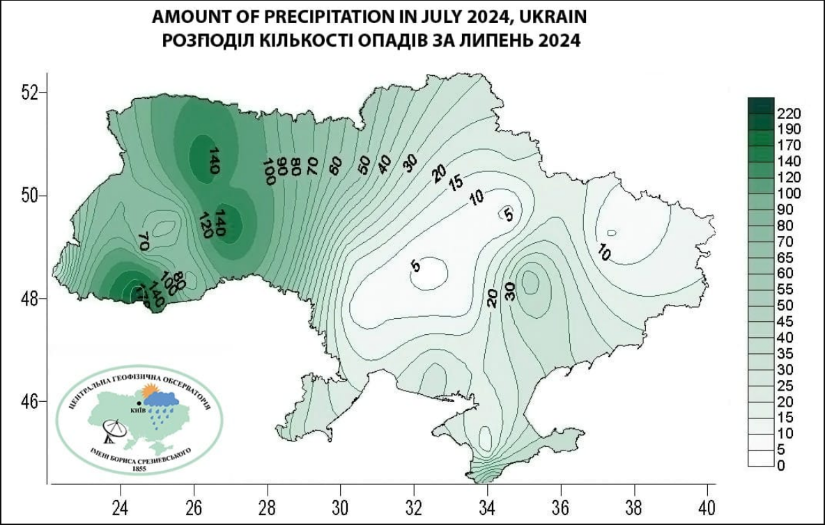Всупереч липневій спеці. Метеорологи показали, де в Україні випало найбільше опадів (карта)