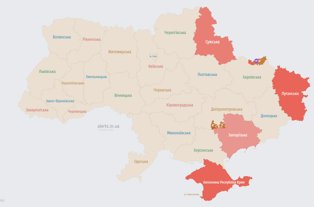 В Киеве и ряде областей объявлена тревога из-за угрозы баллистики