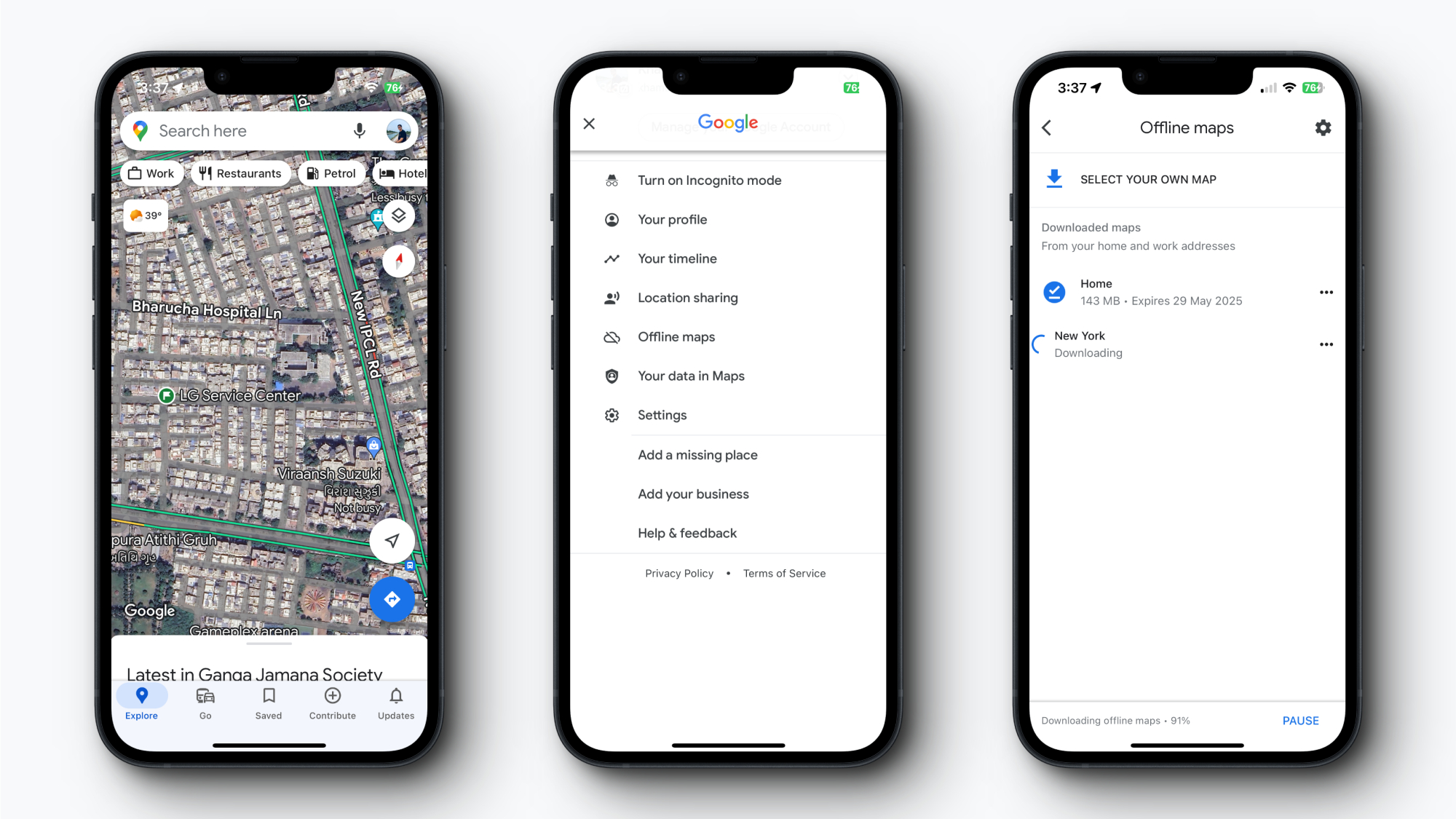 Как сохранить места и области в Google Maps, прежде чем вы останетесь без связи
