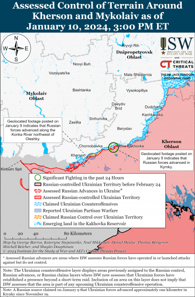 Украинские беспилотники не дают россиянам маневрировать в районе Авдеевки: карты боев ISW