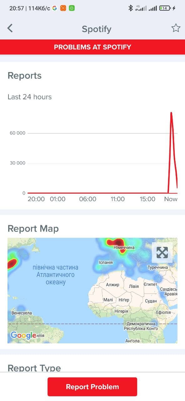 У роботі Google і Spotify сталися збої