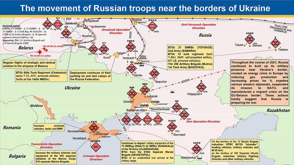 Россия продолжает стягивать войска к Украине: опубликована свежая карта от Минобороны