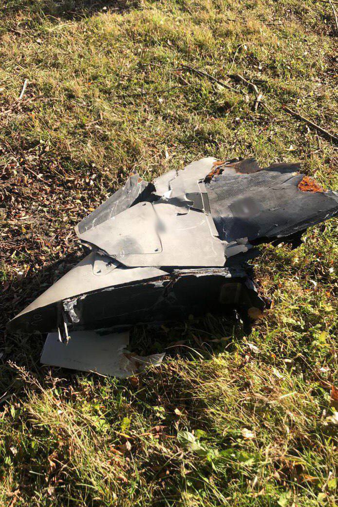 Полицейские показали обломки &quot;шахеда&quot;, сбитого сегодня под Киевом (фото)