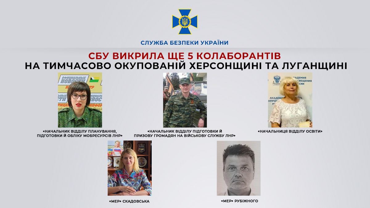 Роздавали паспорти РФ. СБУ викрила ще 5 коллаборантів Херсонської та Луганської областей