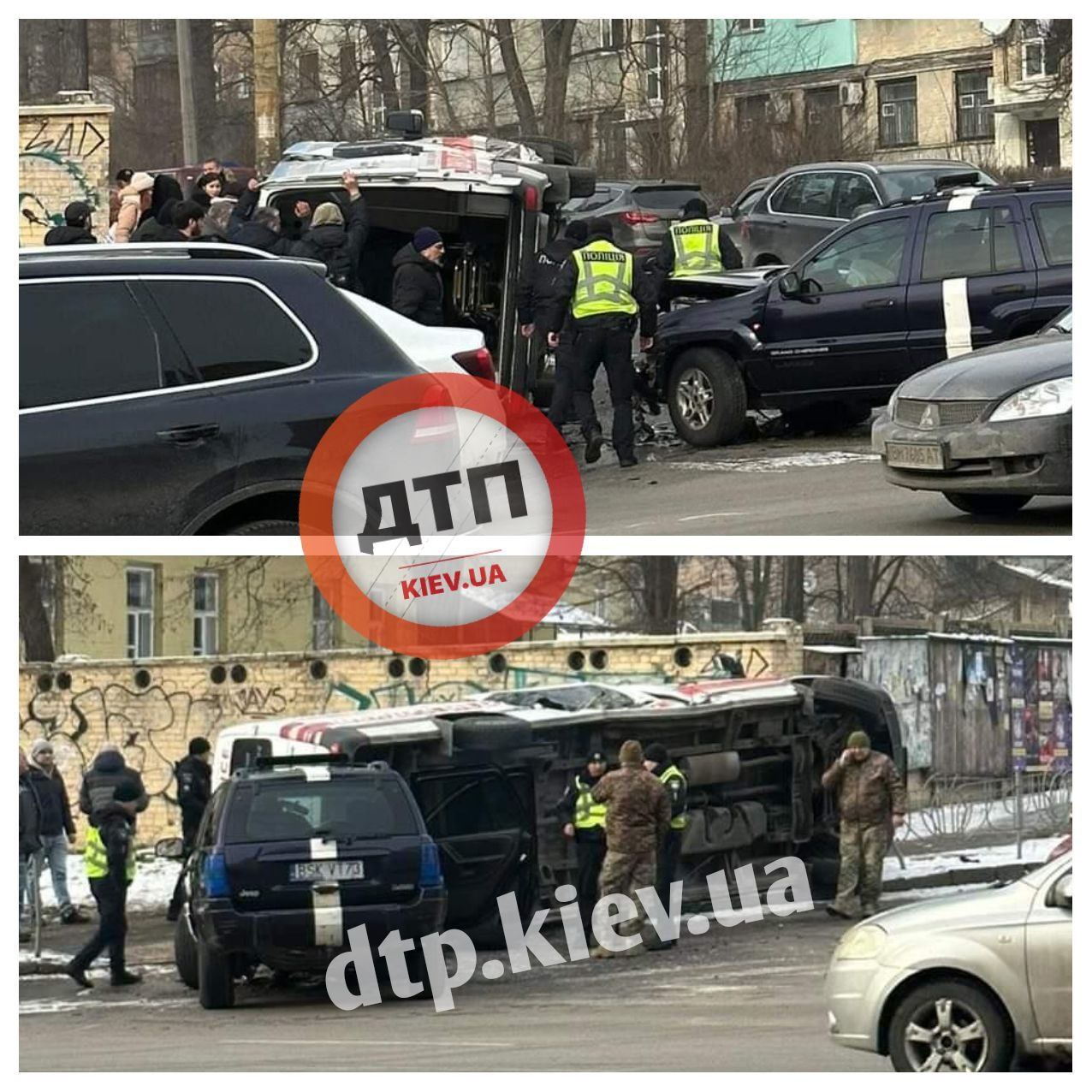 В Киеве возле "Охматдета" перевернулась скорая (фото)