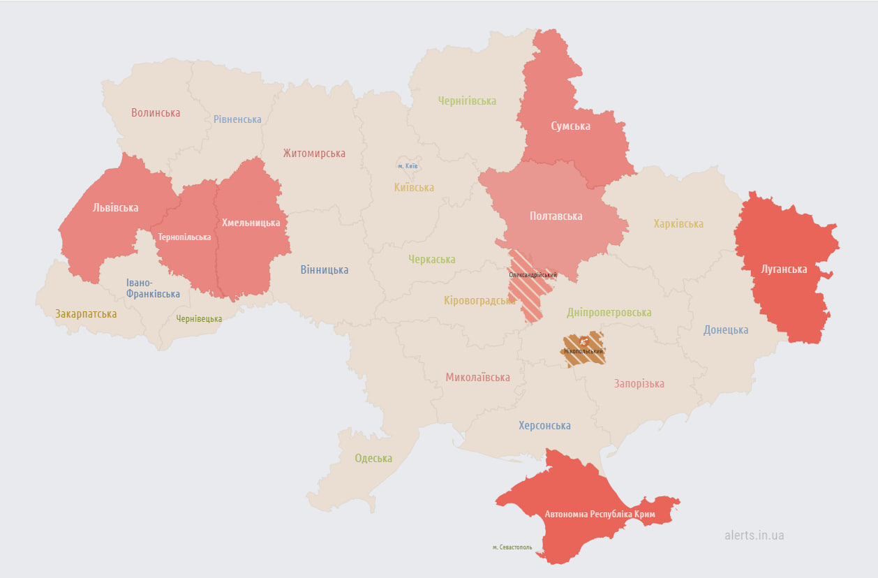 По всей территории Украины объявлена воздушная тревога