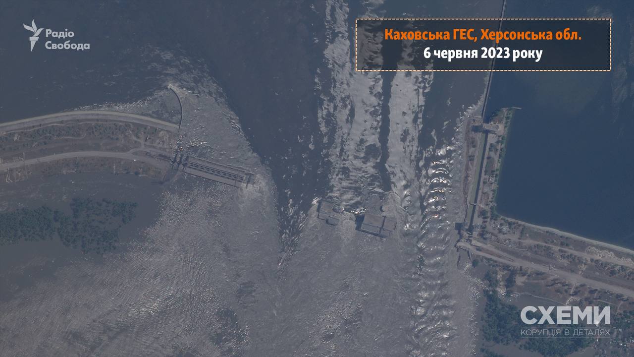 Підрив Каховської ГЕС: з'явився перший супутниковий знімок руйнувань