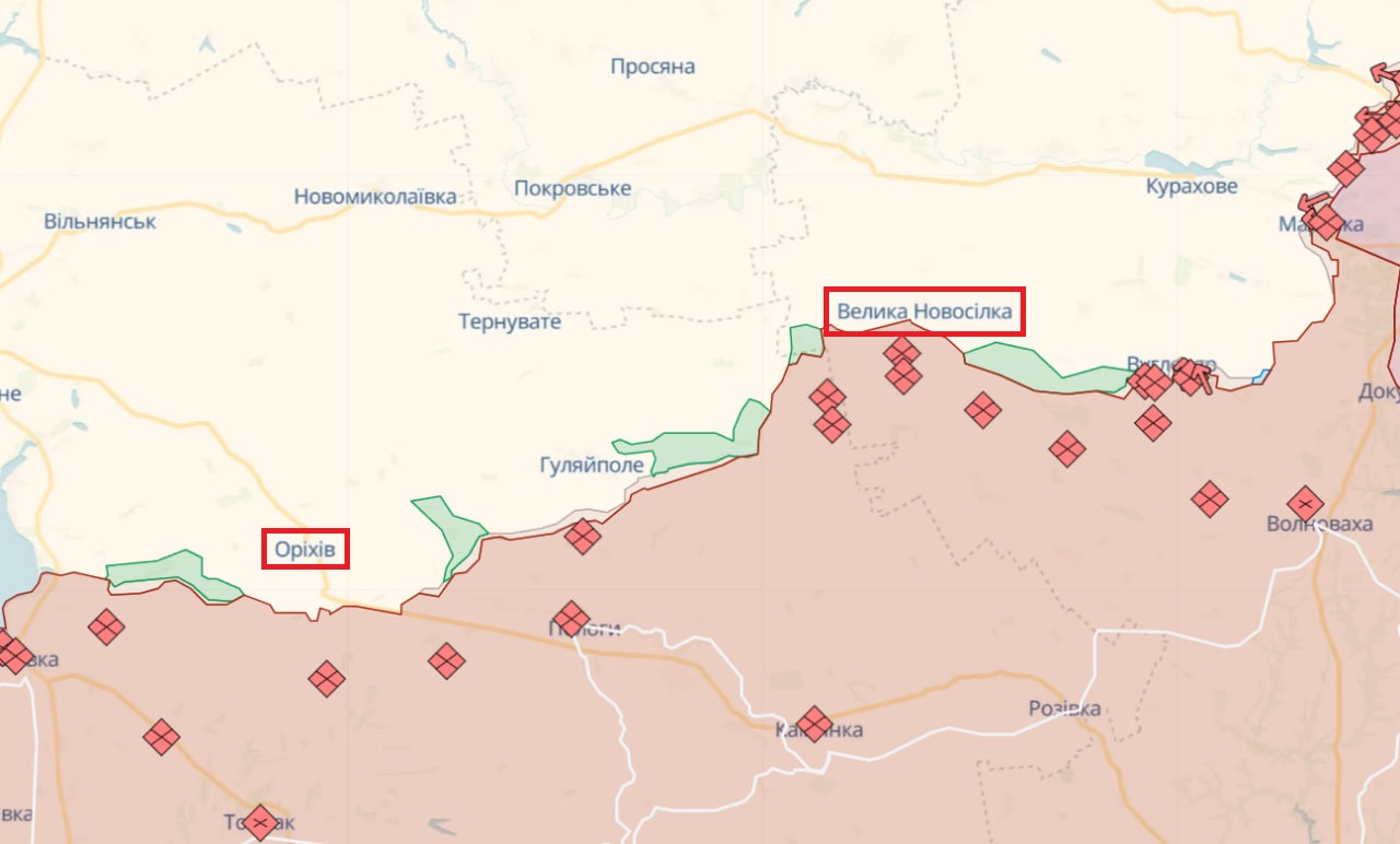 Украинские и российские военные ведут бои за прифронтовый поселок городского типа Великая Новоселка в Донецкой области.