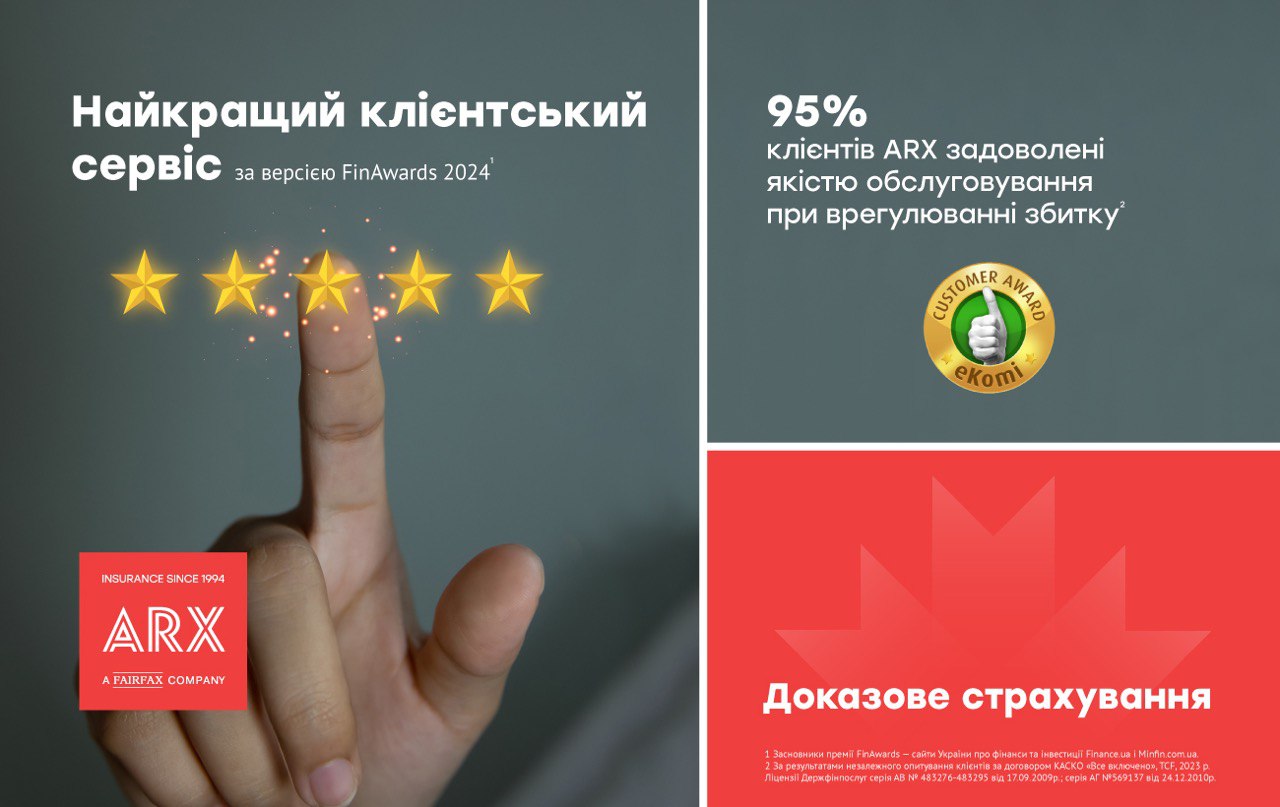 ARX - найкращі у клієнтському сервісі за версією FinAwards 2024