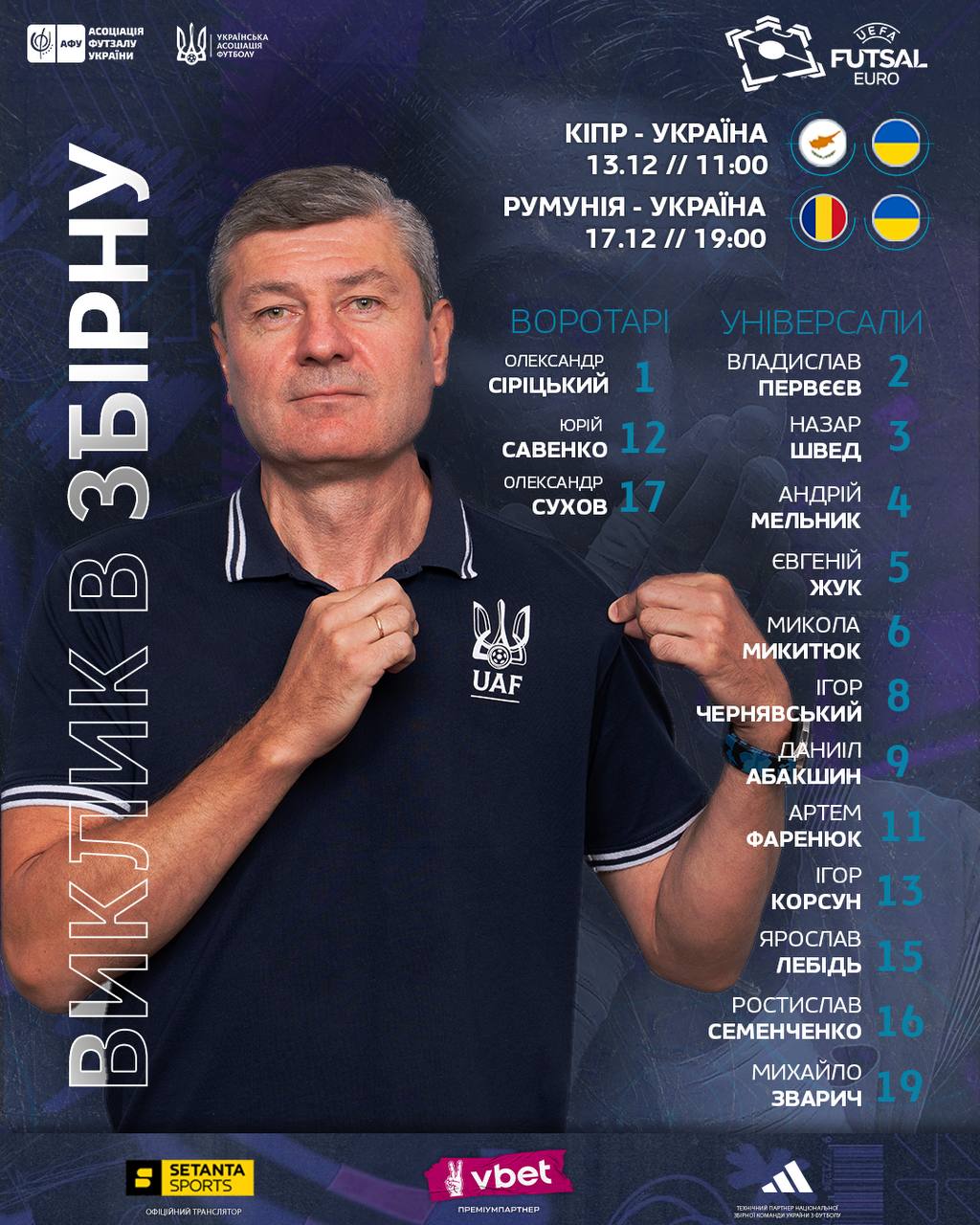 Футзальна збірна України розпочинає шлях на Євро-2026: відомі календар і склад команди