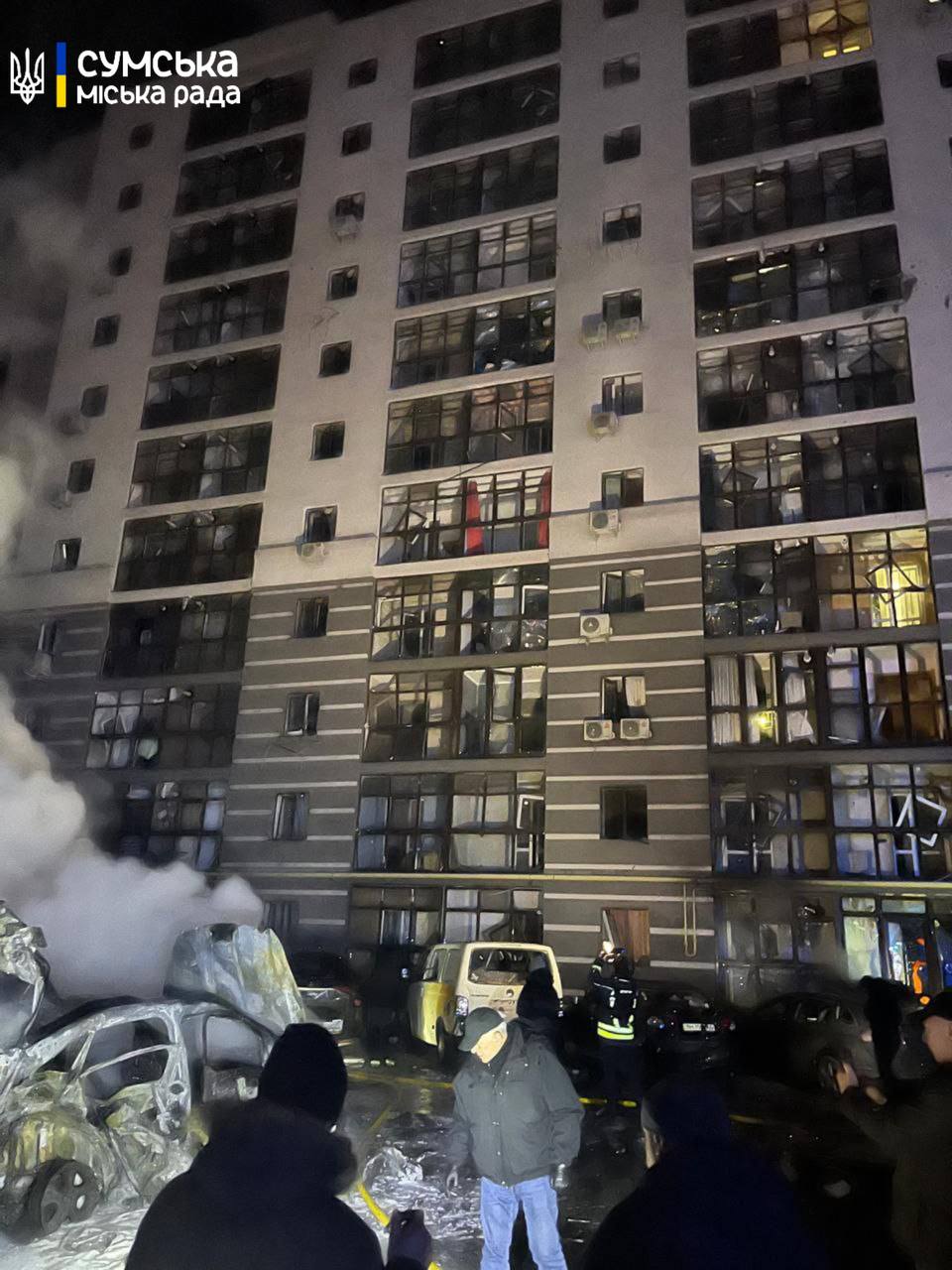 У Сумах "Шахед" поцілив в автостоянку: оприлюднене відео наслідків