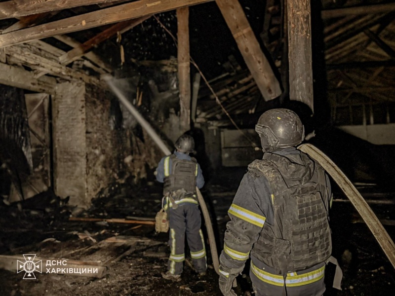 Drone strike hits Chuhuiv: Fire, blackouts and one injured reported