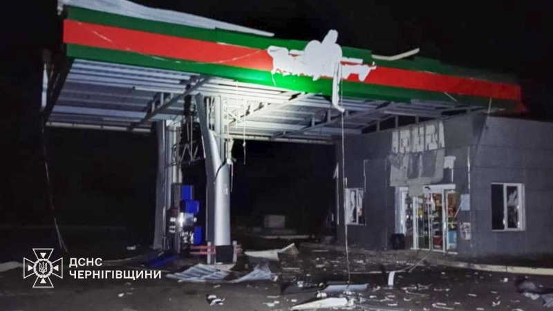 Russian drones hit Chernihiv region, damaging homes, cars and gas station