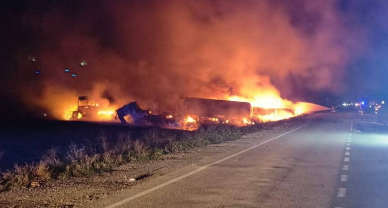 Russian drones strike Odesa region again, killing two and burning five trucks