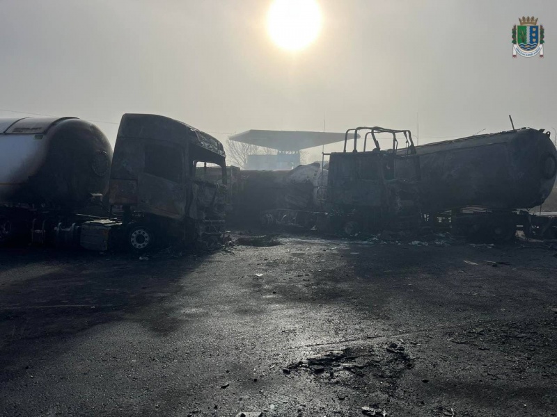 Russian drones strike Odesa region again, killing two and burning five trucks