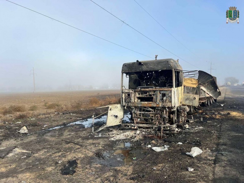 Russian drones strike Odesa region again, killing two and burning five trucks