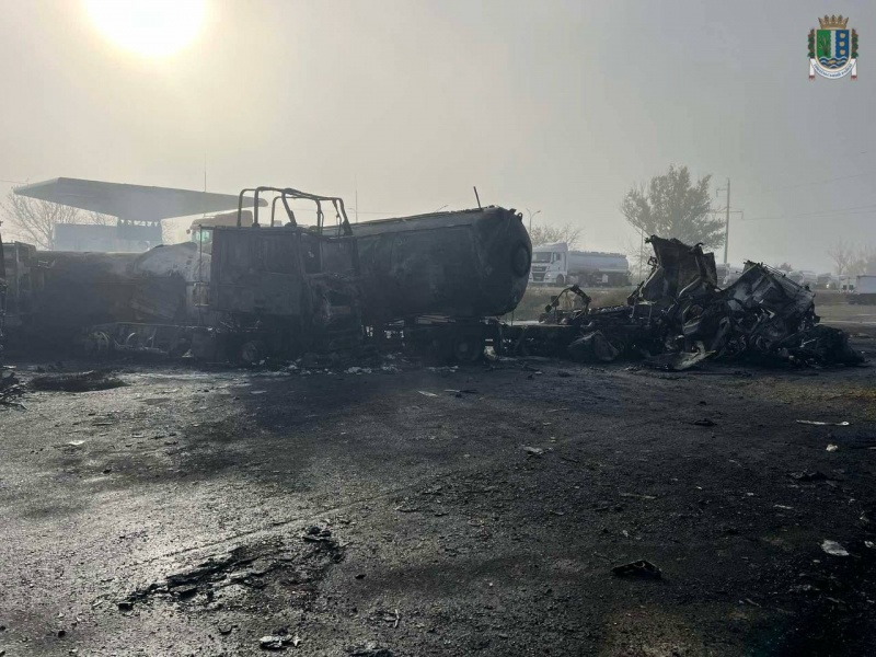 Russian drones strike Odesa region again, killing two and burning five trucks