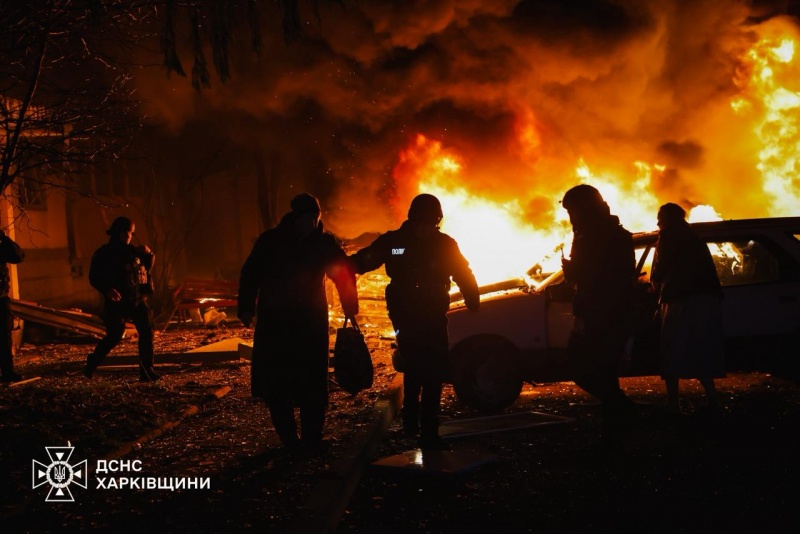 Kharkiv hit hard: Supermarket ruined, cars on fire, mass evacuations underway