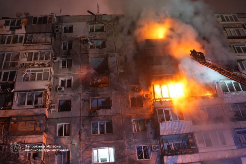 Russia launches drone strike on Zaporizhzhia, residential building damaged, causing reported