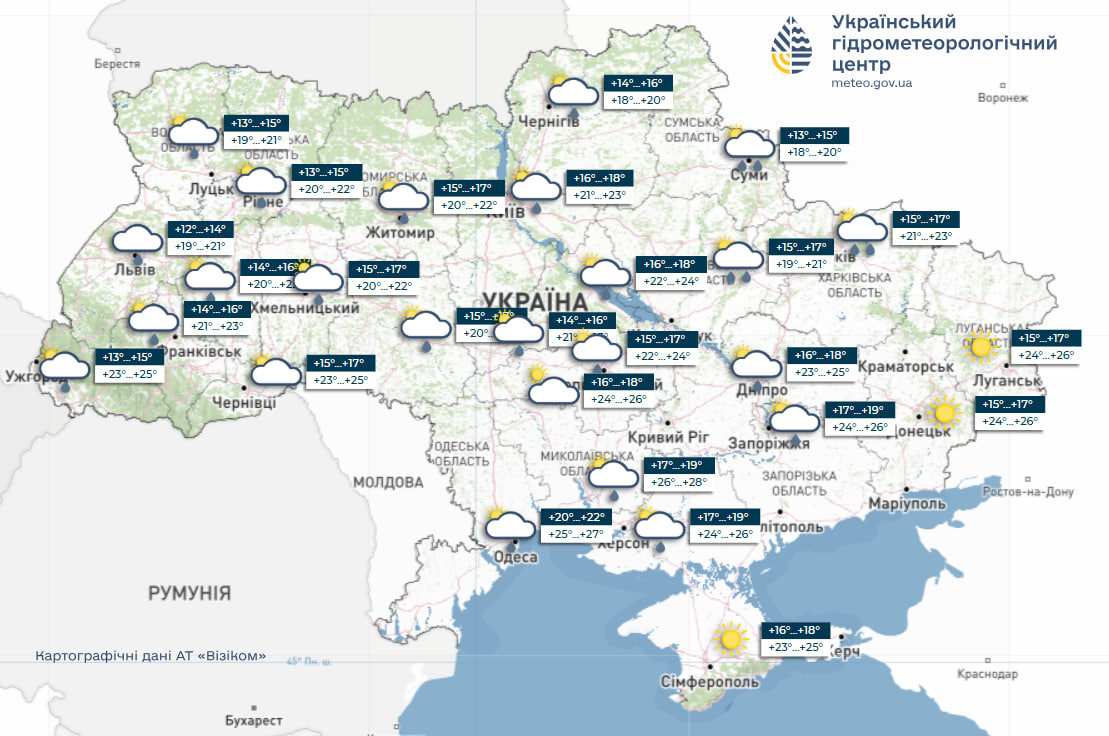 На зміну спеці прийдуть мінлива хмарність та літні дощі: прогноз погоди на тиждень (карти)