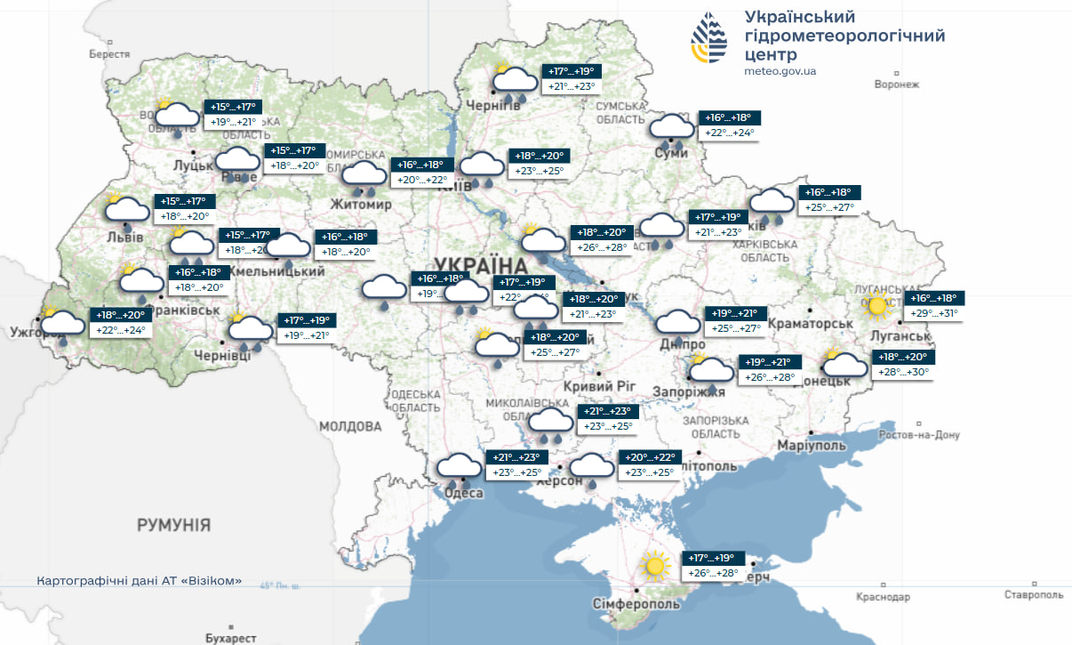На зміну спеці прийдуть мінлива хмарність та літні дощі: прогноз погоди на тиждень (карти)